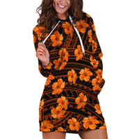 Polynesian Pride Hawaii Style With Hibiscus Hoodie Dress Gold - Wonder Print Shop