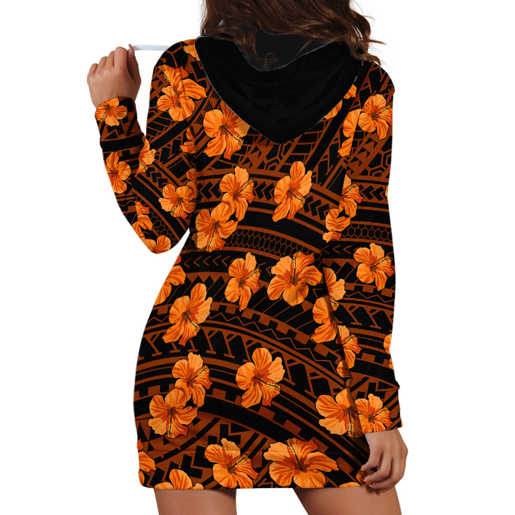 Polynesian Pride Hawaii Style With Hibiscus Hoodie Dress Gold - Wonder Print Shop