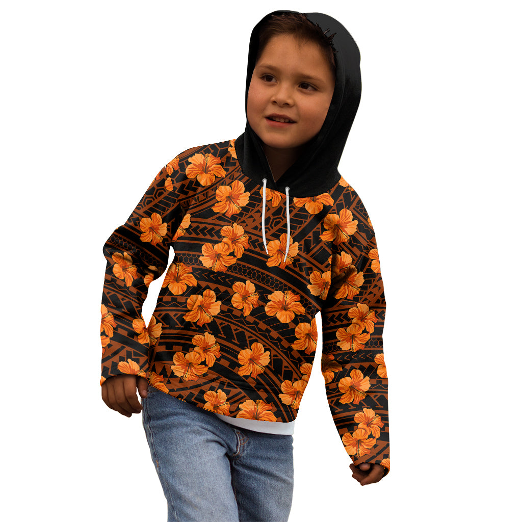Polynesian Pride Hawaii Style With Hibiscus Kid Hoodie Gold - Wonder Print Shop