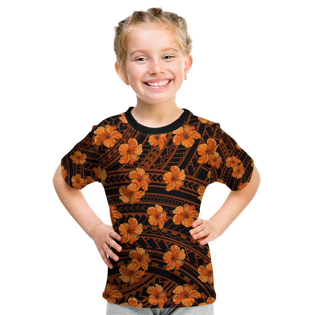 Polynesian Pride Hawaii Style With Hibiscus Kid T Shirt Gold - Wonder Print Shop