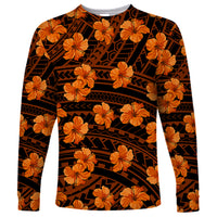 Polynesian Pride Hawaii Style With Hibiscus Long Sleeve Shirt Gold - Wonder Print Shop