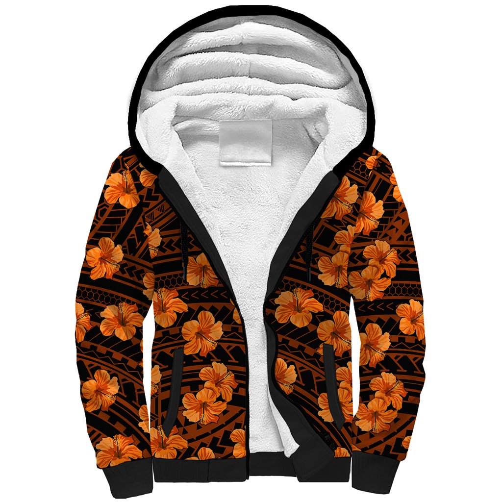 Polynesian Pride Hawaii Style With Hibiscus Sherpa Hoodie Gold - Wonder Print Shop