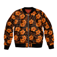 Polynesian Pride Hawaii Style With Hibiscus Sleeve Zip Bomber Jacket Gold - Wonder Print Shop