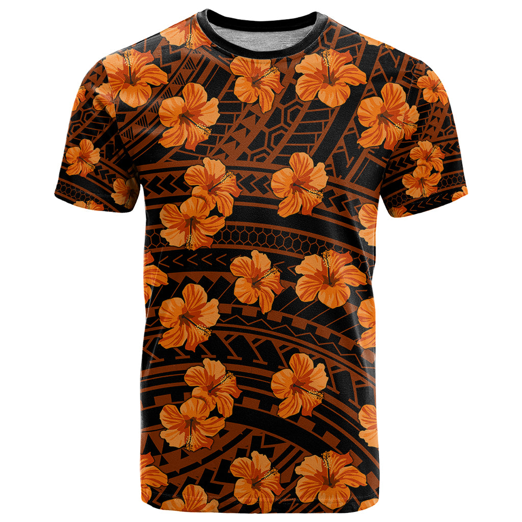 Polynesian Hawaii Style With Hibiscus T Shirt Gold - Wonder Print Shop