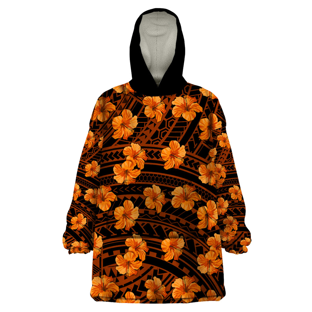 Polynesian Pride Hawaii Style With Hibiscus Wearable Blanket Hoodie Gold - Wonder Print Shop