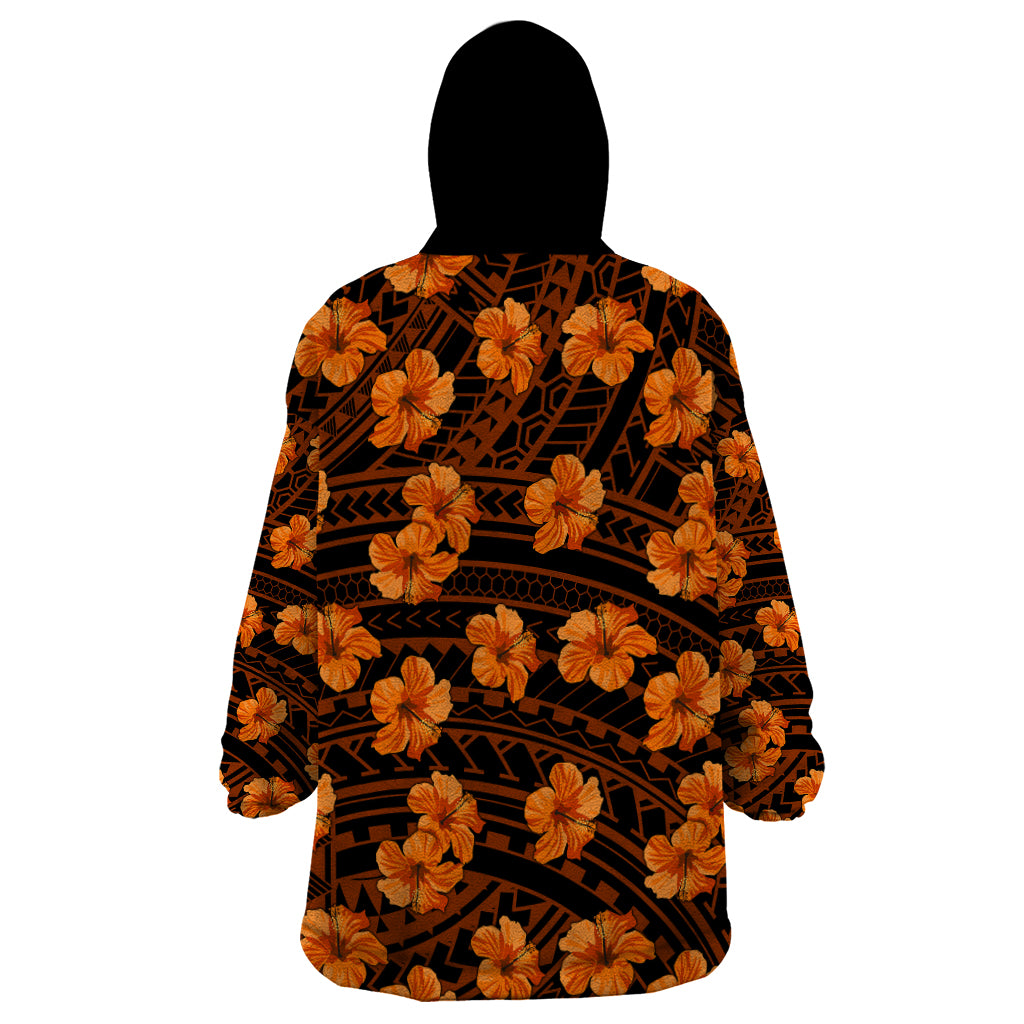 Polynesian Pride Hawaii Style With Hibiscus Wearable Blanket Hoodie Gold - Wonder Print Shop