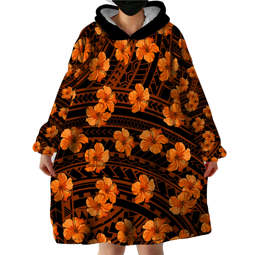 Polynesian Pride Hawaii Style With Hibiscus Wearable Blanket Hoodie Gold - Wonder Print Shop