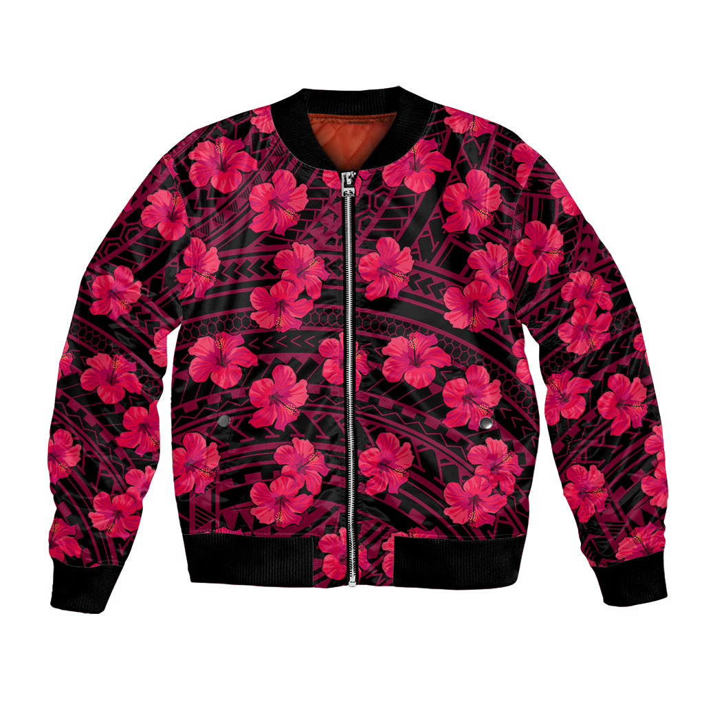 Polynesian Pride Hawaii Style With Hibiscus Bomber Jacket Pink LT9 - Wonder Print Shop