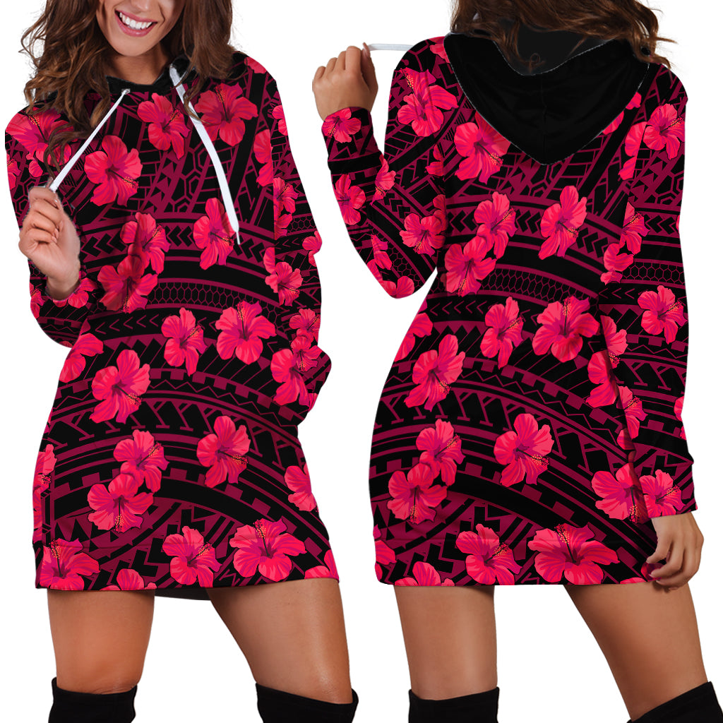 Polynesian Pride Hawaii Style With Hibiscus Hoodie Dress Pink - Wonder Print Shop