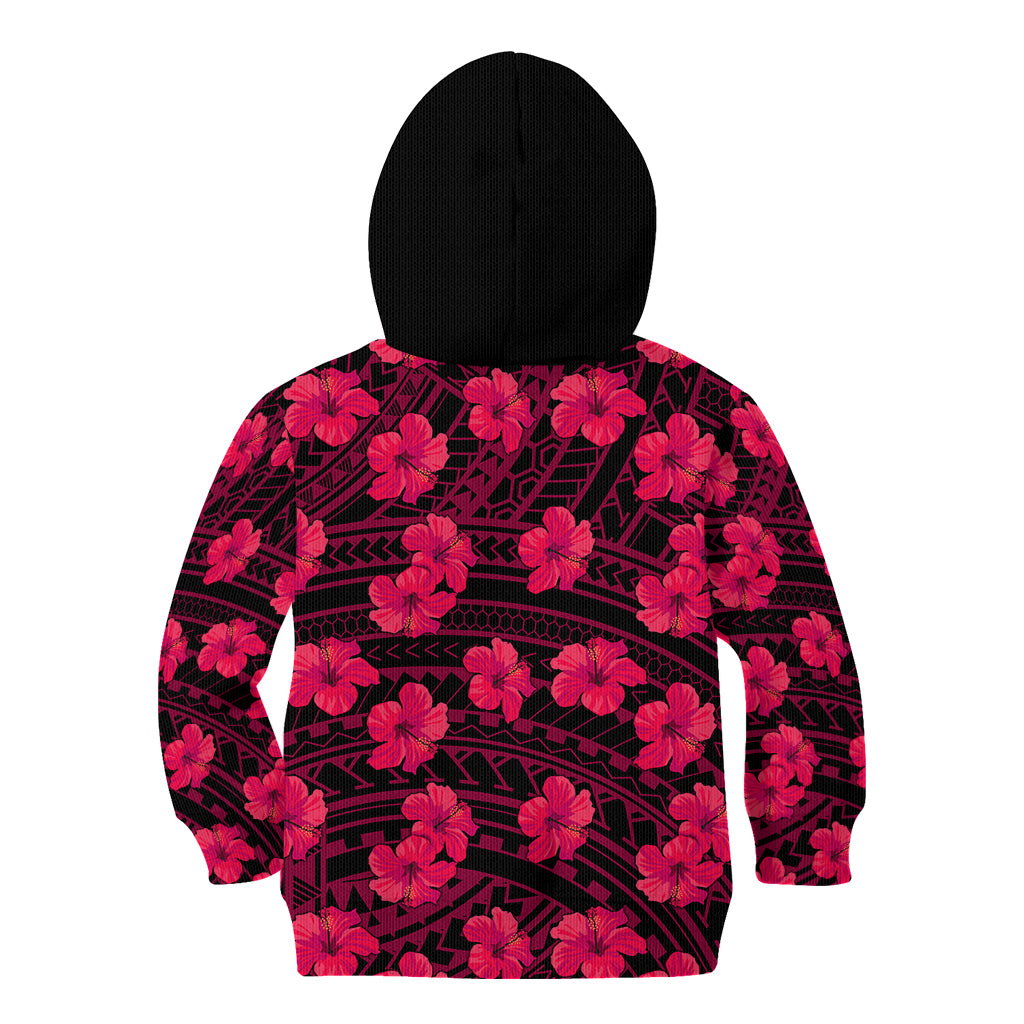 Polynesian Pride Hawaii Style With Hibiscus Kid Hoodie Pink - Wonder Print Shop