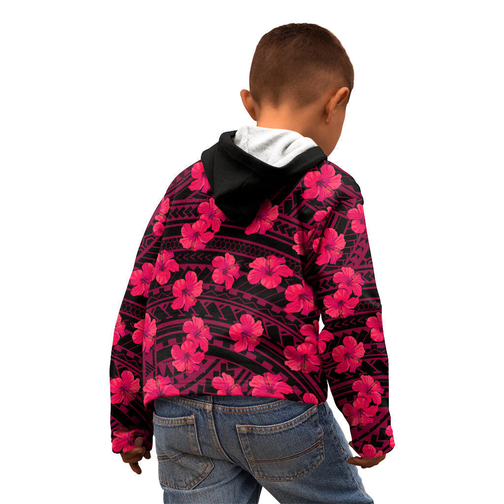Polynesian Pride Hawaii Style With Hibiscus Kid Hoodie Pink - Wonder Print Shop