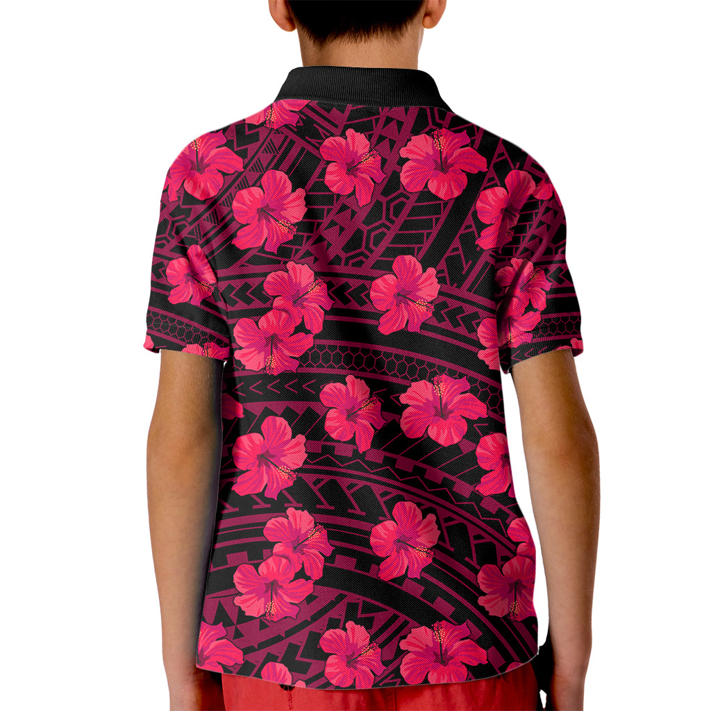 Polynesian Pride Hawaii Style With Hibiscus Polo Shirt for Kid Pink - Wonder Print Shop