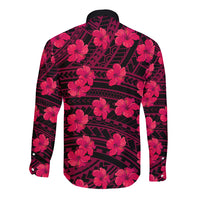 Polynesian Pride Hawaii Style With Hibiscus Long Sleeve Button Shirt Pink - Wonder Print Shop