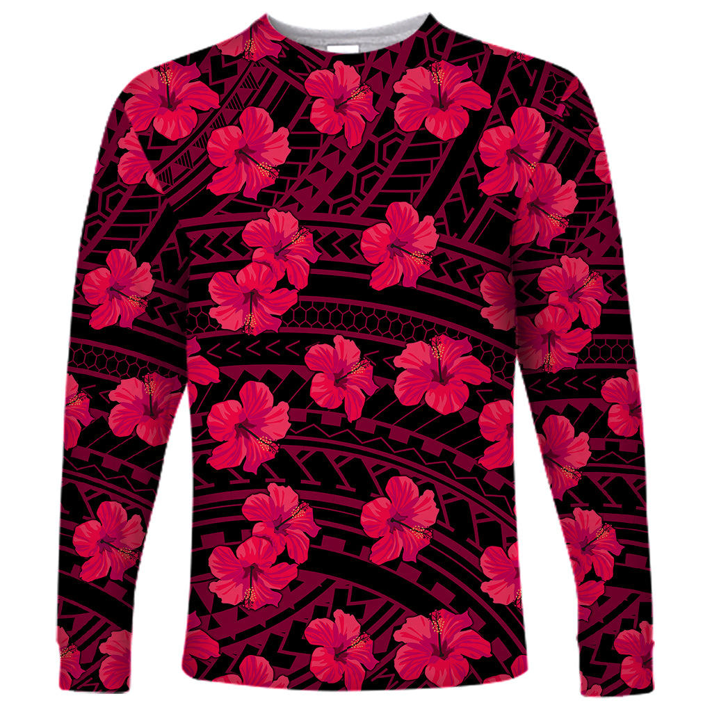 Polynesian Pride Hawaii Style With Hibiscus Long Sleeve Shirt Pink - Wonder Print Shop