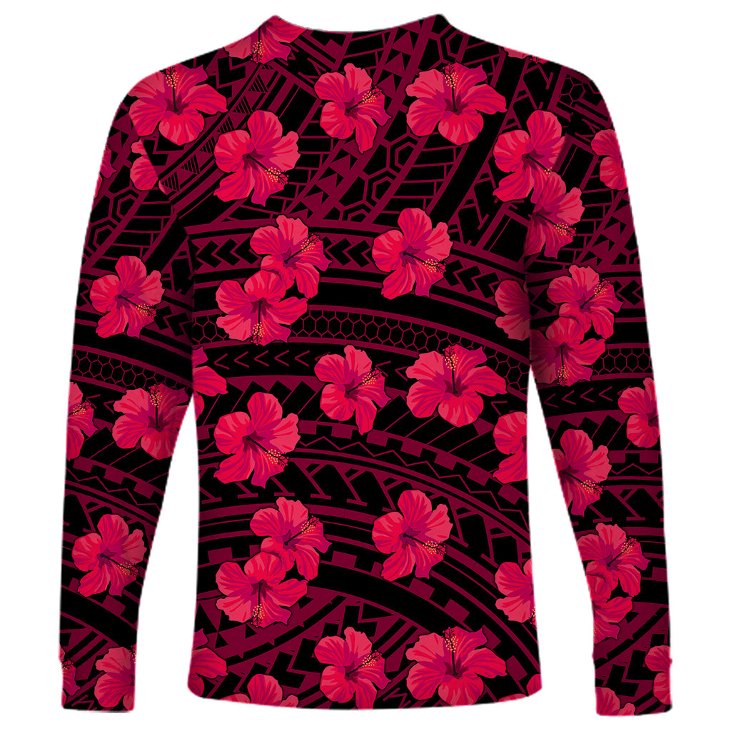Polynesian Pride Hawaii Style With Hibiscus Long Sleeve Shirt Pink - Wonder Print Shop