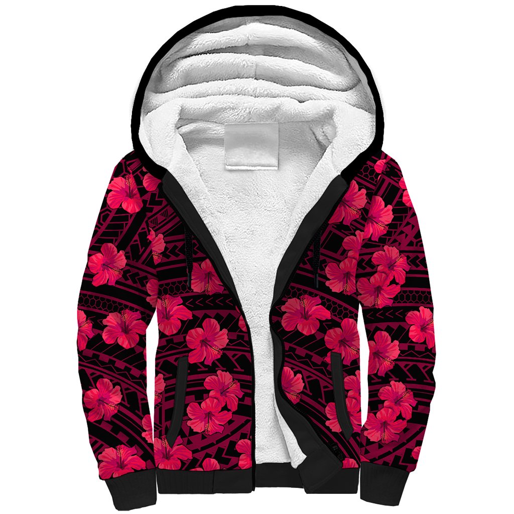 Polynesian Pride Hawaii Style With Hibiscus Sherpa Hoodie Pink - Wonder Print Shop