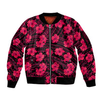 Polynesian Pride Hawaii Style With Hibiscus Sleeve Zip Bomber Jacket Pink - Wonder Print Shop