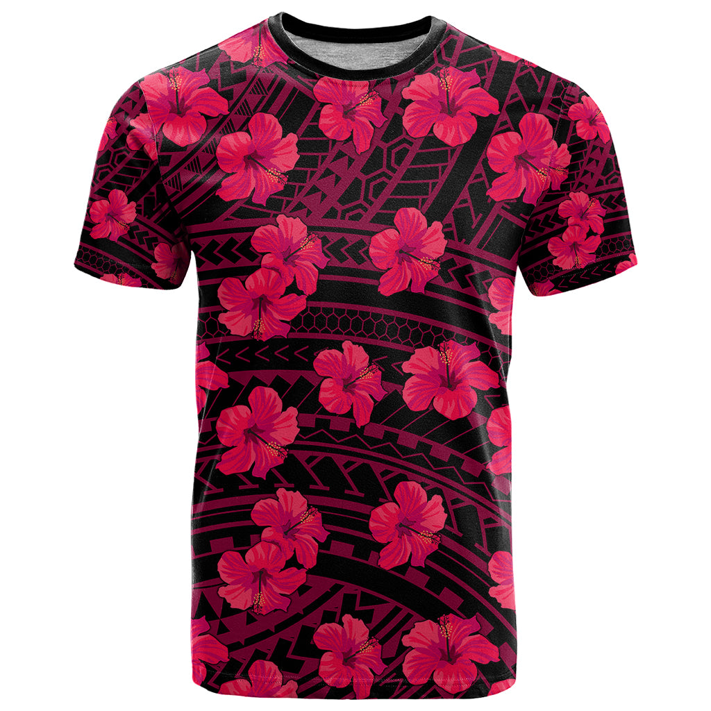 Polynesian Hawaii Style With Hibiscus T Shirt Pink - Wonder Print Shop