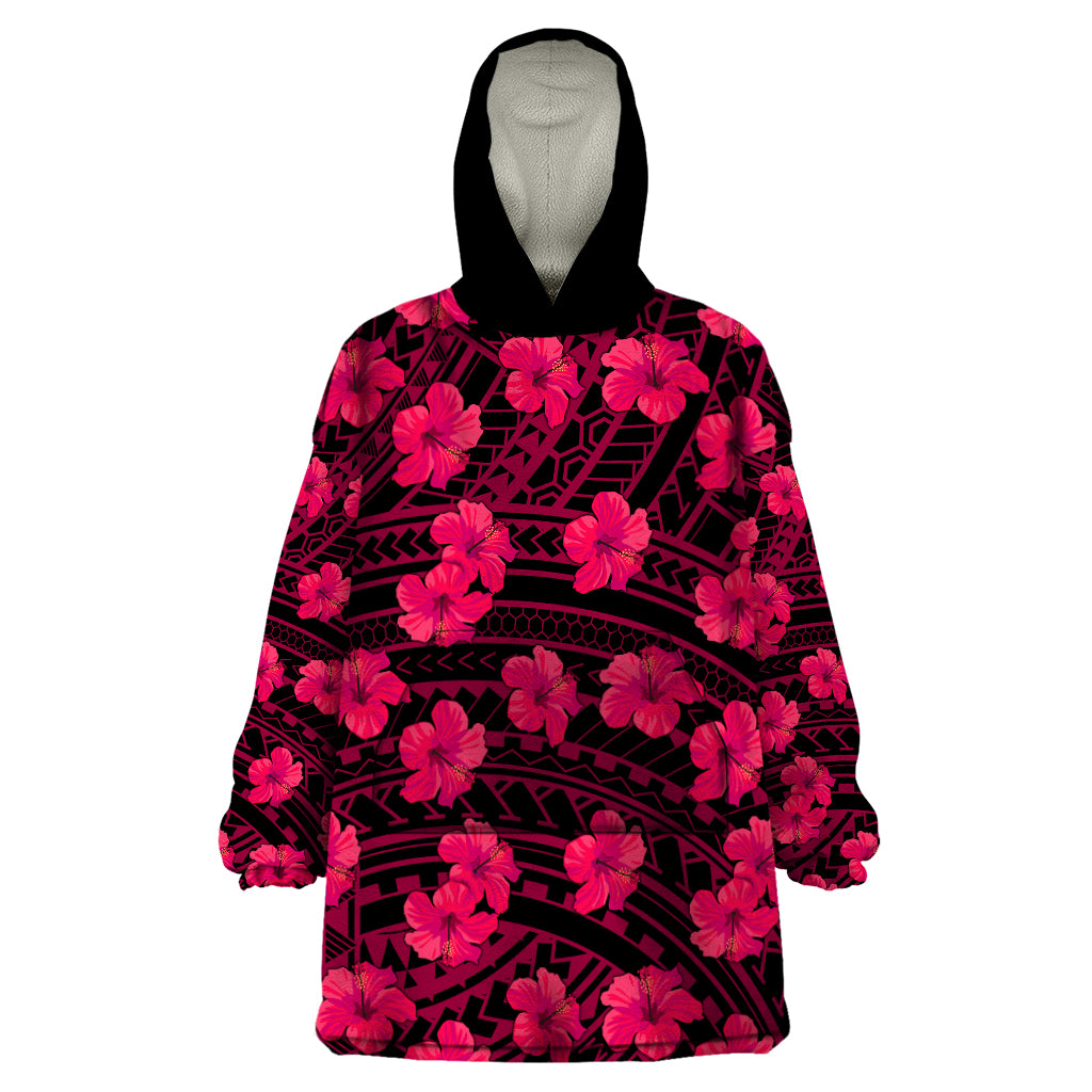 Polynesian Pride Hawaii Style With Hibiscus Wearable Blanket Hoodie Pink - Wonder Print Shop