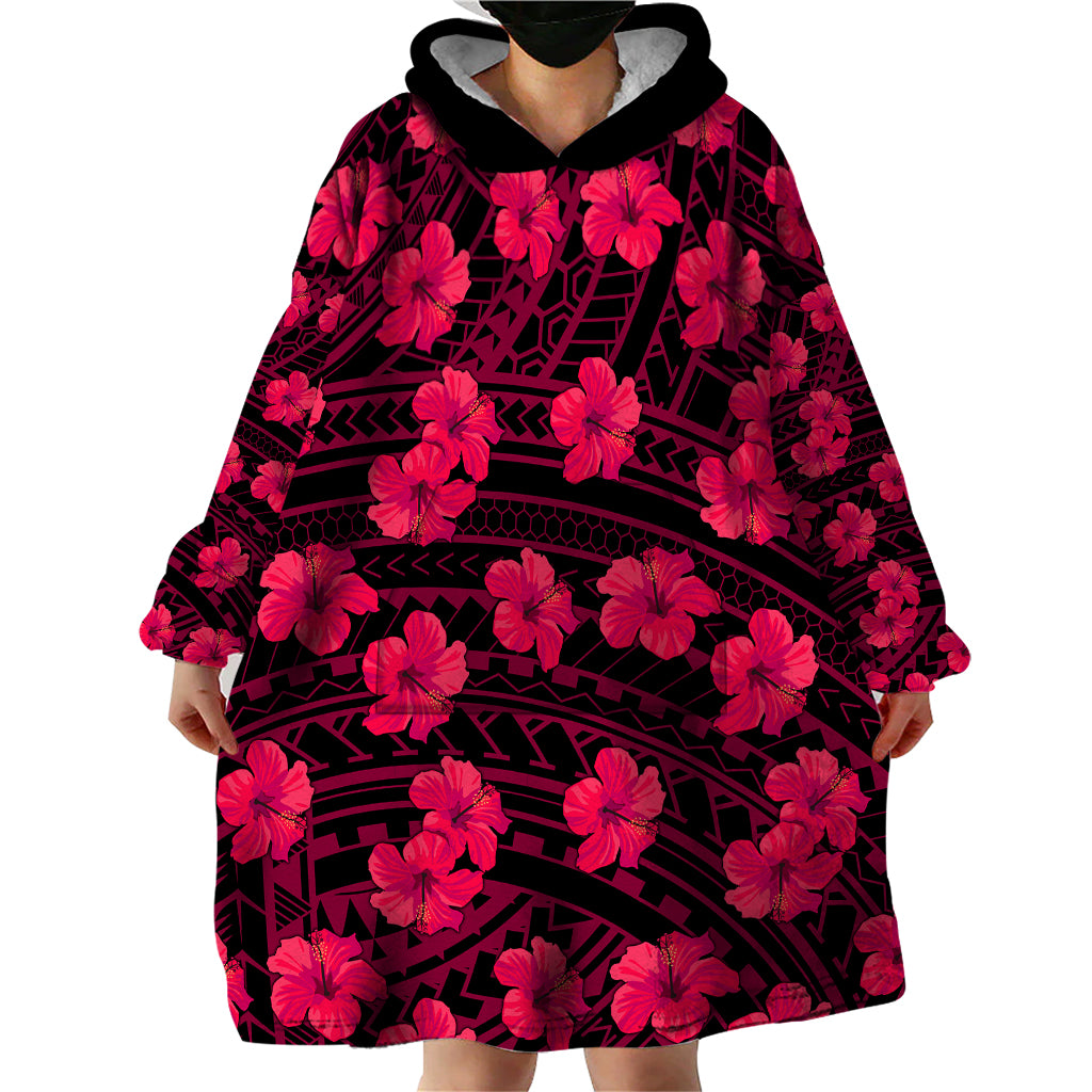 Polynesian Pride Hawaii Style With Hibiscus Wearable Blanket Hoodie Pink - Wonder Print Shop