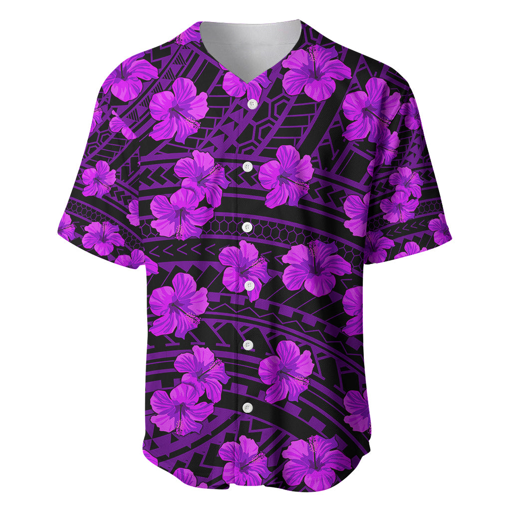 Polynesian Pride Hawaii Style With Hibiscus Baseball Jersey Purple LT9 - Wonder Print Shop