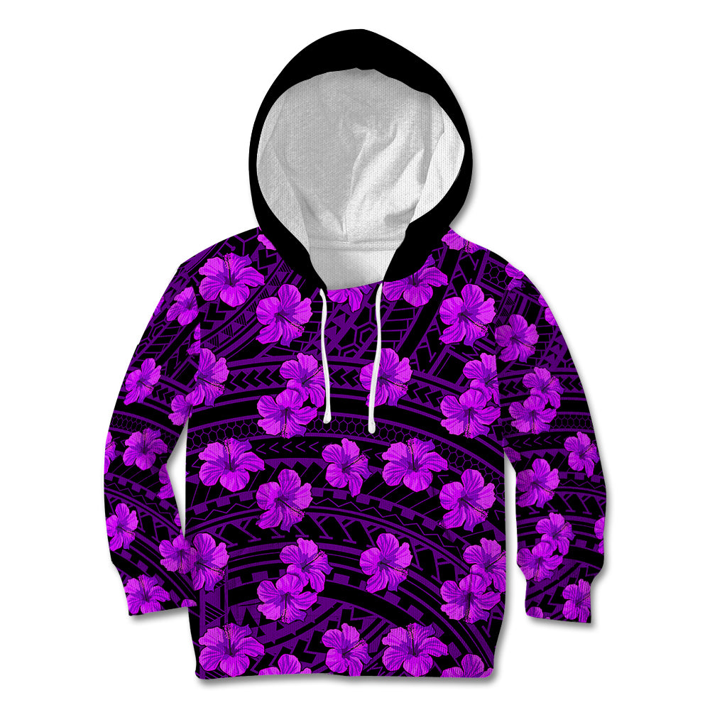 Polynesian Pride Hawaii Style With Hibiscus Kid Hoodie Purple - Wonder Print Shop