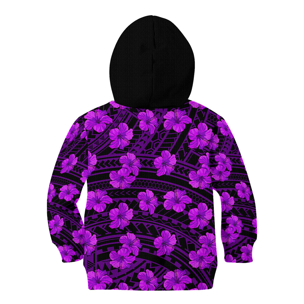 Polynesian Pride Hawaii Style With Hibiscus Kid Hoodie Purple - Wonder Print Shop