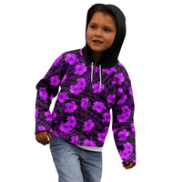Polynesian Pride Hawaii Style With Hibiscus Kid Hoodie Purple - Wonder Print Shop