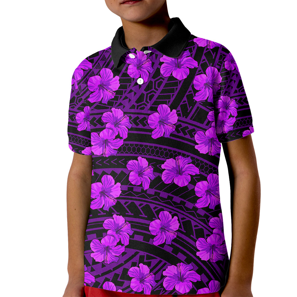 Polynesian Pride Hawaii Style With Hibiscus Polo Shirt for Kid Purple - Wonder Print Shop