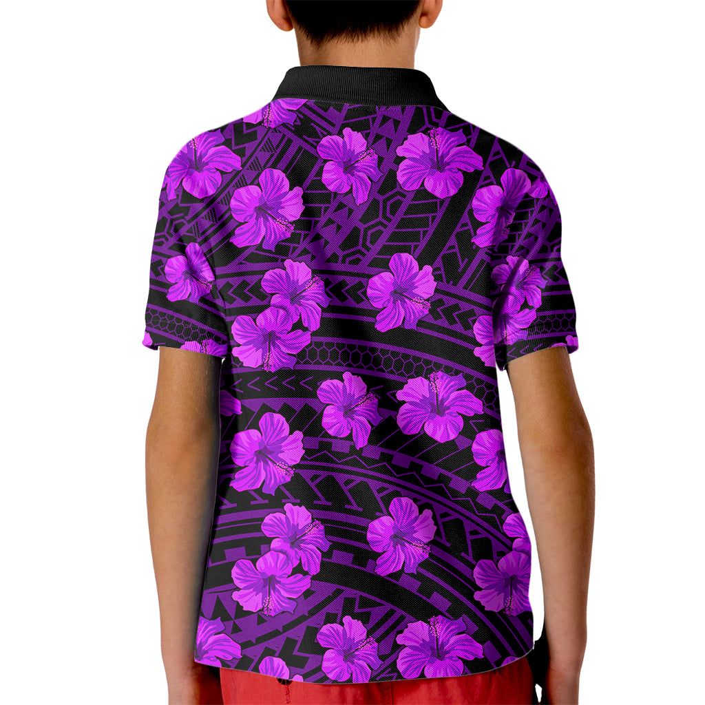 Polynesian Pride Hawaii Style With Hibiscus Polo Shirt for Kid Purple - Wonder Print Shop