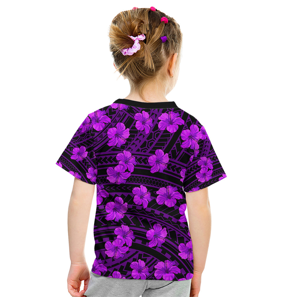 Polynesian Pride Hawaii Style With Hibiscus Kid T Shirt Purple - Wonder Print Shop
