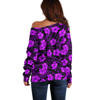Polynesian Pride Hawaii Style With Hibiscus Off Shoulder Sweater Purple - Wonder Print Shop