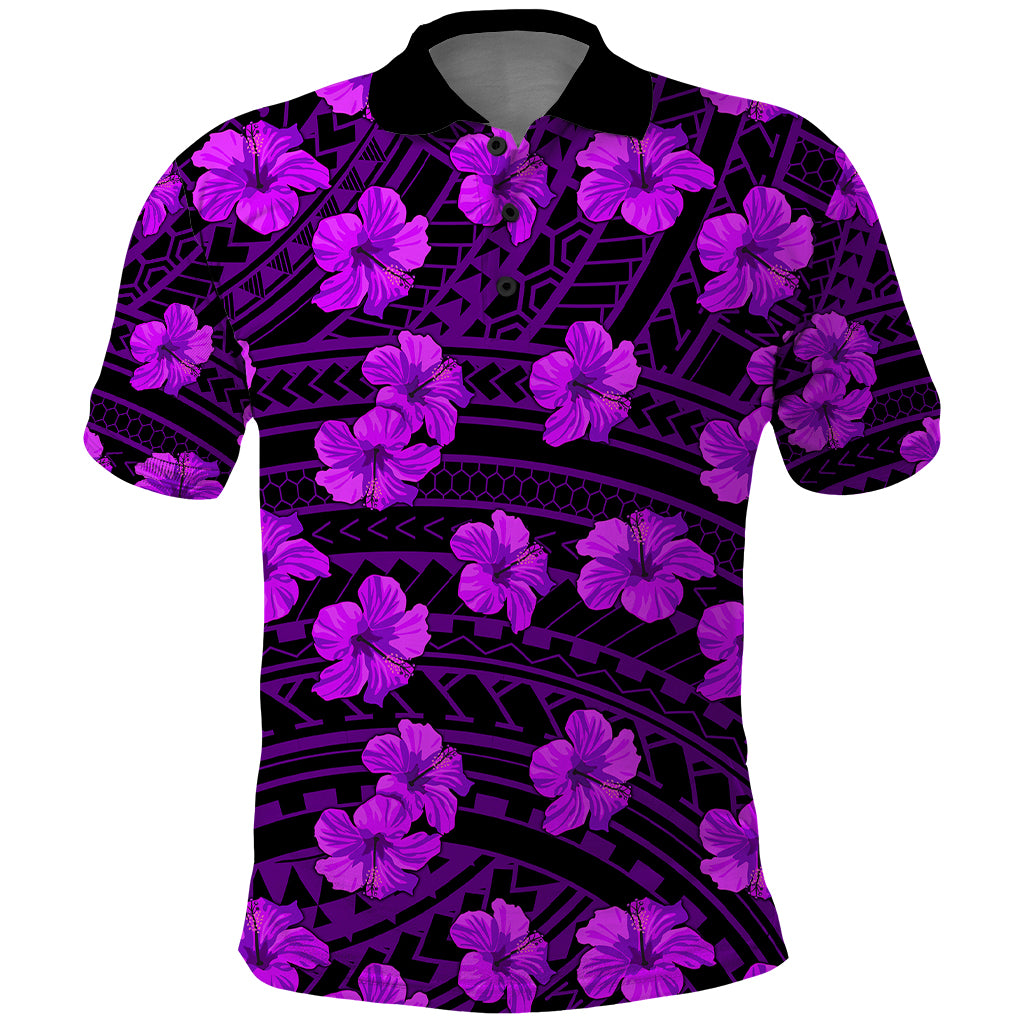 Polynesian Pride Hawaii Style With Hibiscus Polo Shirt Purple - Wonder Print Shop