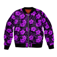 Polynesian Pride Hawaii Style With Hibiscus Sleeve Zip Bomber Jacket Purple - Wonder Print Shop