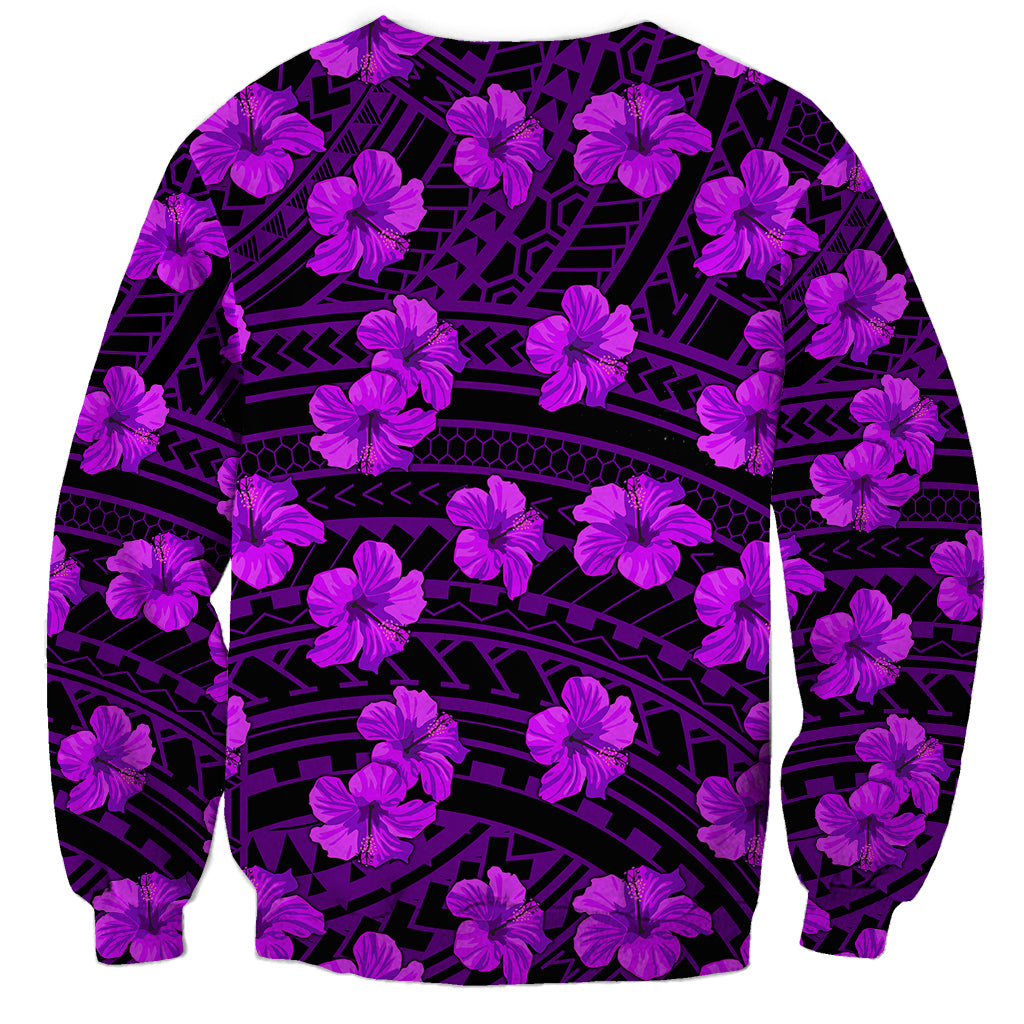 Polynesian Pride Hawaii Style With Hibiscus Sweatshirt Purple - Wonder Print Shop