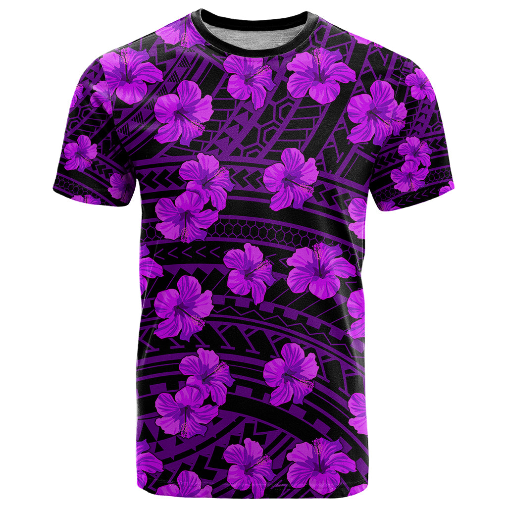 Polynesian Hawaii Style With Hibiscus T Shirt Purple - Wonder Print Shop