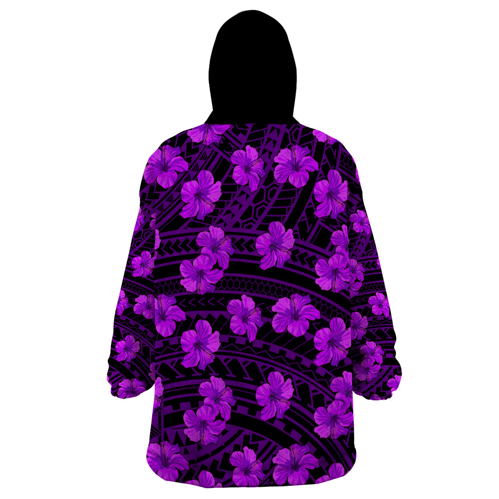 Polynesian Pride Hawaii Style With Hibiscus Wearable Blanket Hoodie Purple - Wonder Print Shop