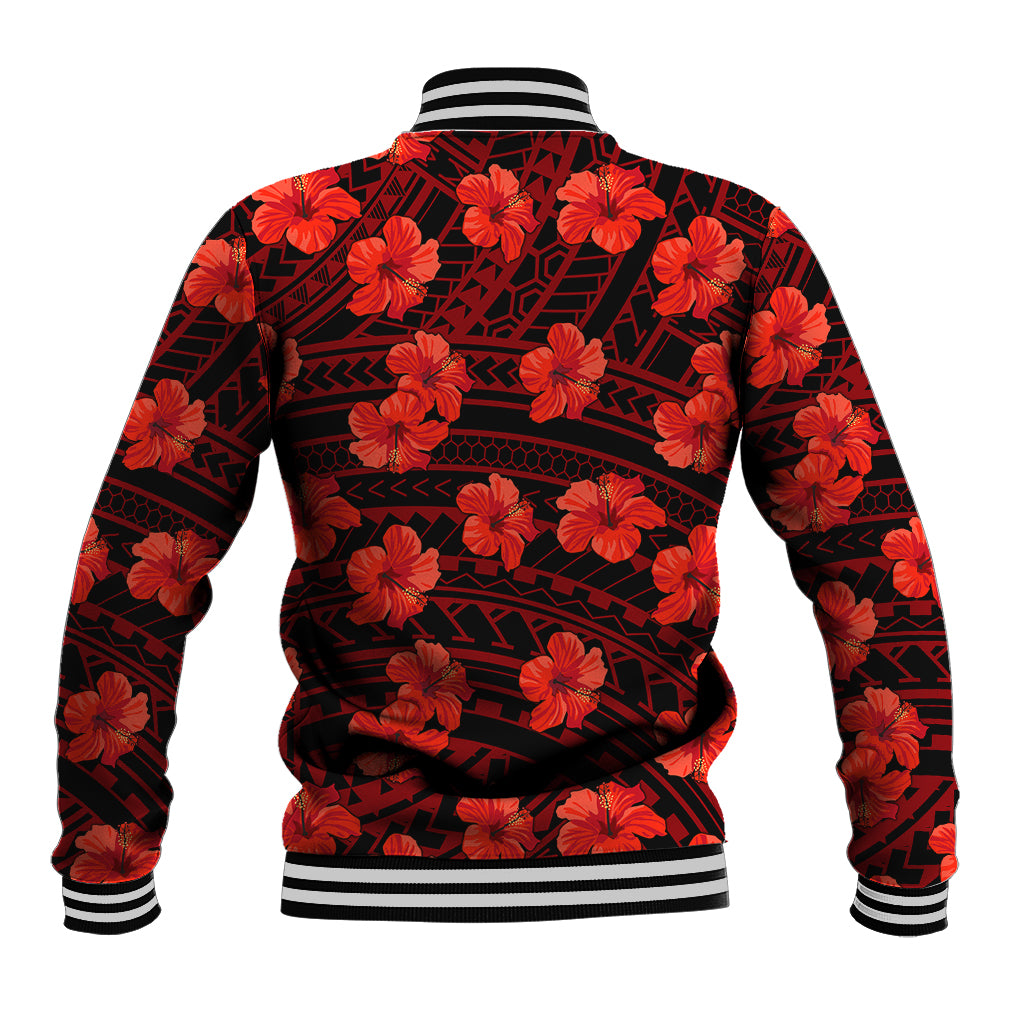 Polynesian Pride Hawaii Style With Hibiscus Baseball Jacket Red LT9 - Wonder Print Shop