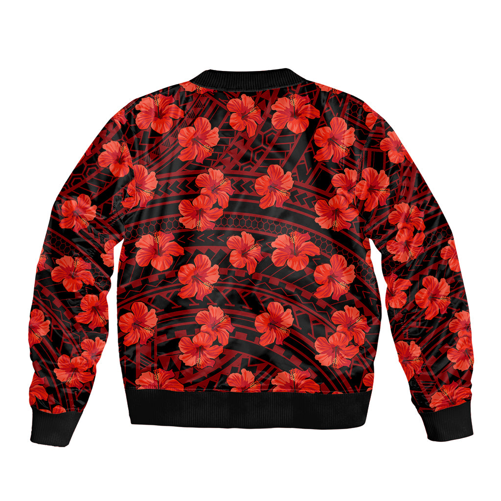 Polynesian Pride Hawaii Style With Hibiscus Bomber Jacket Red LT9 - Wonder Print Shop