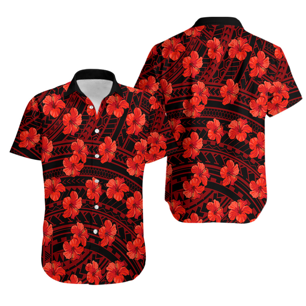 Polynesian Pride Hawaii Style With Hibiscus Hawaiian Shirt Red - Wonder Print Shop