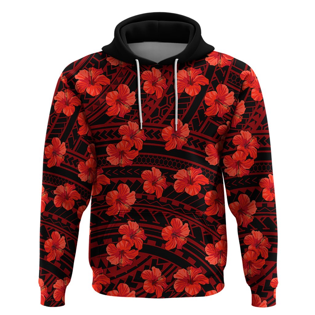 Polynesian Pride Hawaii Style With Hibiscus Hoodie Red - Wonder Print Shop