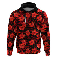 Polynesian Pride Hawaii Style With Hibiscus Hoodie Red - Wonder Print Shop