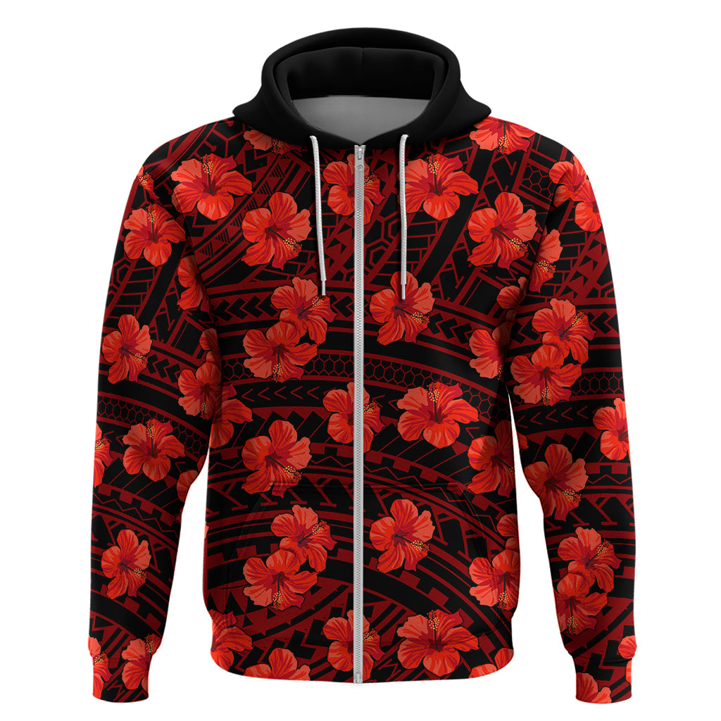 Polynesian Pride Hawaii Style With Hibiscus Hoodie Red - Wonder Print Shop