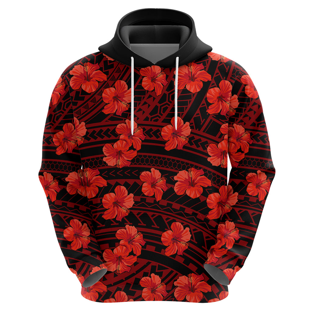 Polynesian Pride Hawaii Style With Hibiscus Hoodie Red - Wonder Print Shop