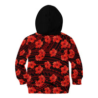 Polynesian Pride Hawaii Style With Hibiscus Kid Hoodie Red - Wonder Print Shop