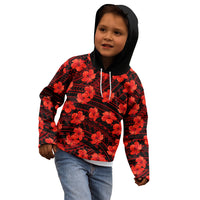 Polynesian Pride Hawaii Style With Hibiscus Kid Hoodie Red - Wonder Print Shop