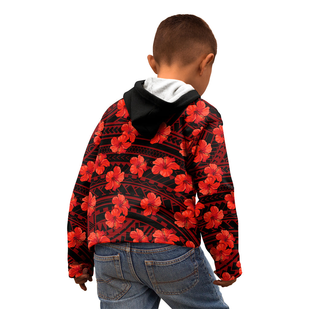Polynesian Pride Hawaii Style With Hibiscus Kid Hoodie Red - Wonder Print Shop