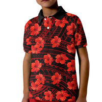 Polynesian Pride Hawaii Style With Hibiscus Polo Shirt for Kid Red - Wonder Print Shop