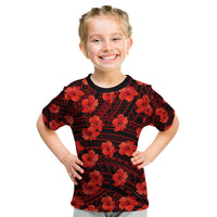Polynesian Pride Hawaii Style With Hibiscus Kid T Shirt Red - Wonder Print Shop