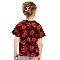 Polynesian Pride Hawaii Style With Hibiscus Kid T Shirt Red - Wonder Print Shop